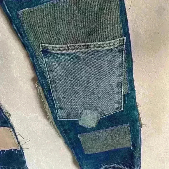 Free People We The Free Bare With Me Patchwork Boho Hippie Novelty Jeans 24 - Picture 11 of 15